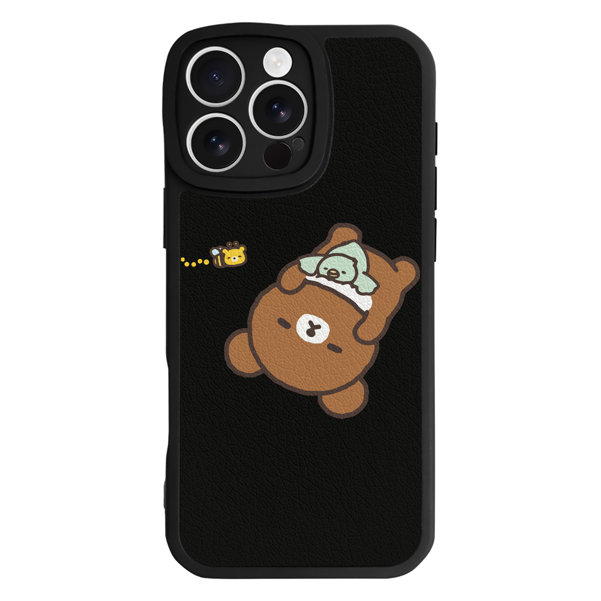 （画像用） リラックマ リラックマ キイロイトリ Rilakkuma Korilakkuma Kiiroitori 【iPhone 16シリーズ対応】シリコンスマホケース（レザー調） 材質：シリコン